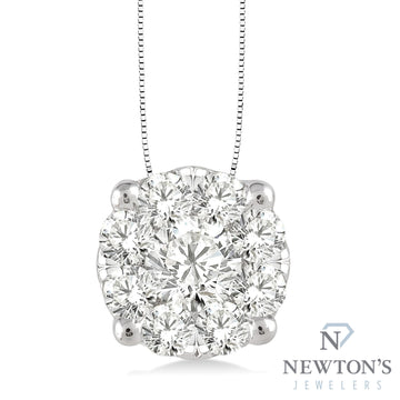 14kt White Gold Diamond Illusion Pendant with Chain (0.75ct)