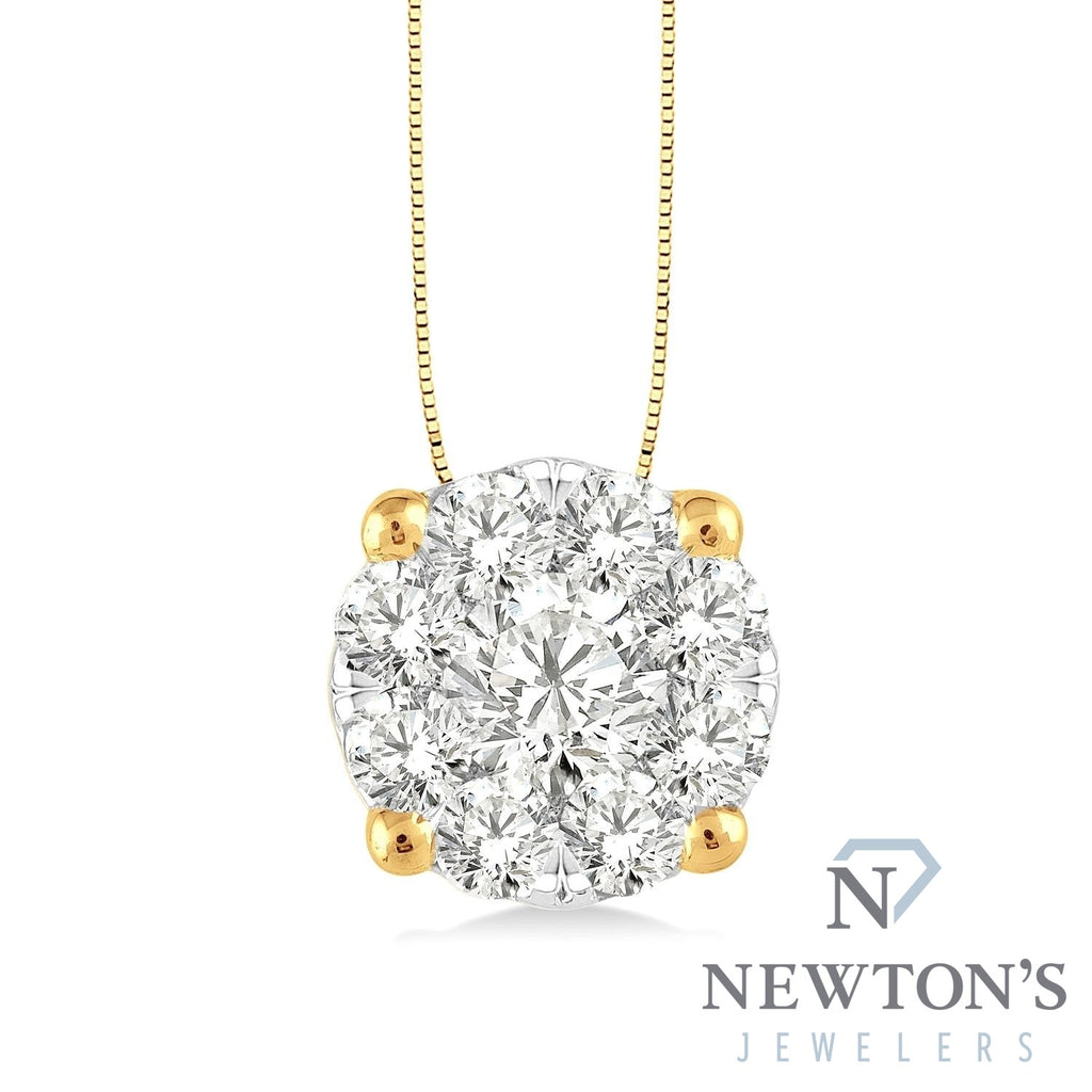 14kt Yellow Gold Diamond Illusion Pendant with Chain