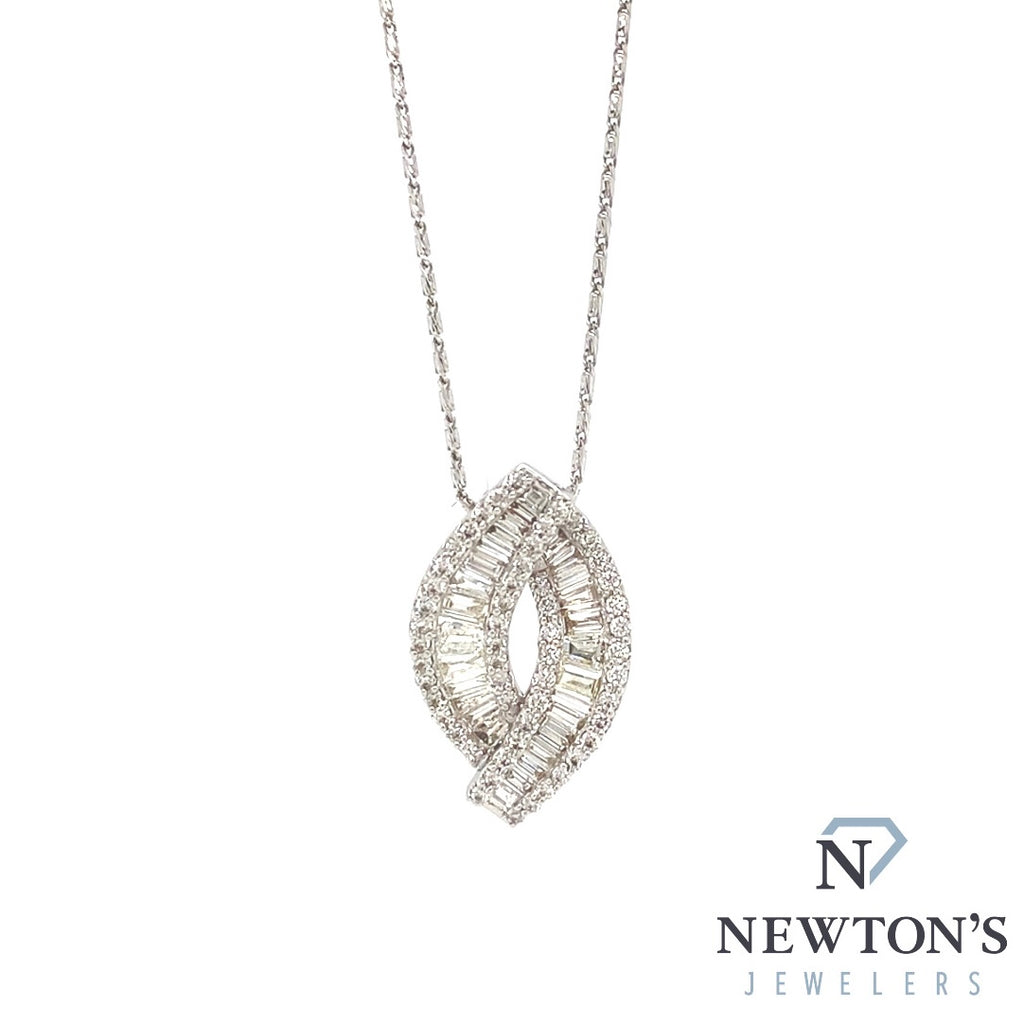 14kt White Gold Diamond Marquise Shape Pendant Necklace (1.28ct)