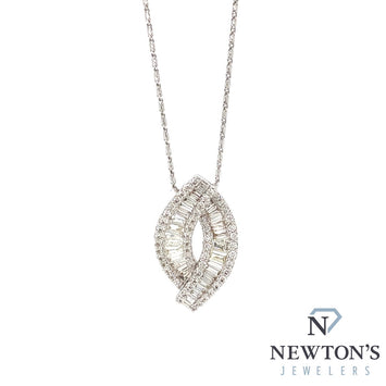 14kt White Gold Diamond Marquise Shape Pendant Necklace (1.28ct)