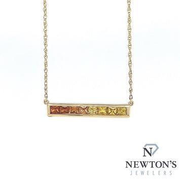14kt Yellow Gold Multicolor Sapphire Bar Necklace (1.56ct)