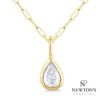 14kt Yellow Gold Diamond Pear Pendant & Paperclip Chain (0.20ct)