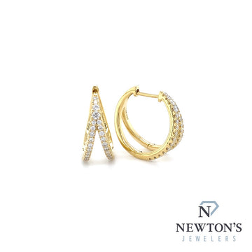 14kt Yellow Gold Diamond Split Style Hoop Earrings (0.50ct)