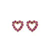 Estate 10kt Yellow Gold Ruby Heart-Shaped Stud Earrings