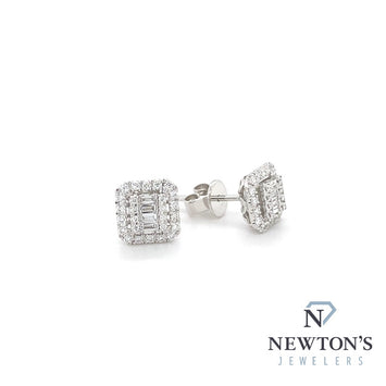 14kt White Gold Diamond Square Stud Earrings (0.50ct)