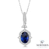 14kt White Gold Sapphire & Diamond Pendant Necklace (18")