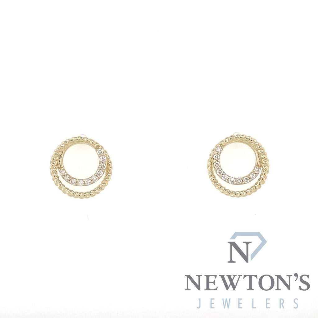 14kt Yellow Gold & Diamond Swirl Earrings