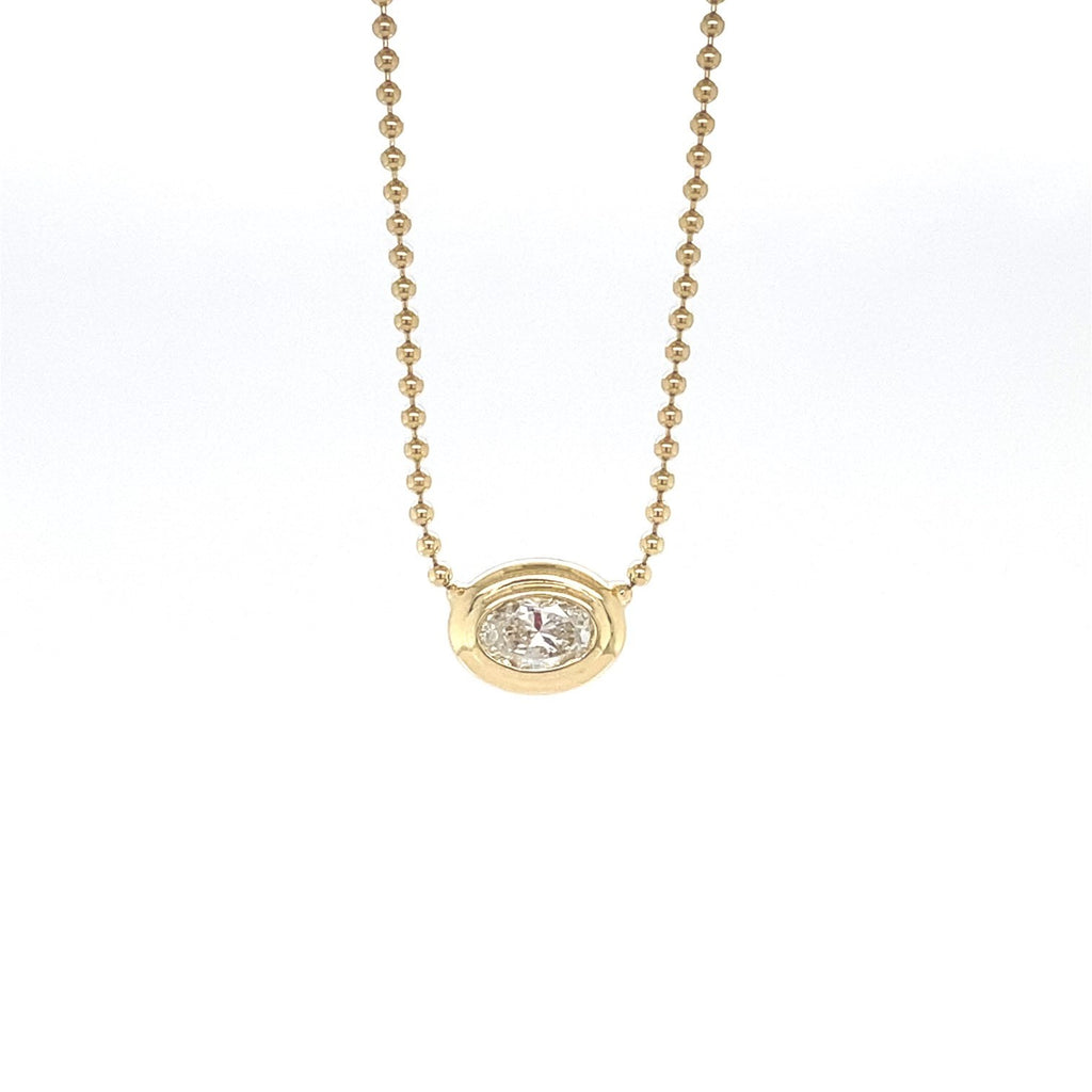 14kt Yellow Gold Bezel Set Oval Diamond Pendant