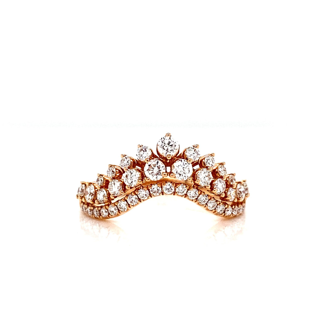 14kt Rose Gold Diamond "Crown" Stackable Band