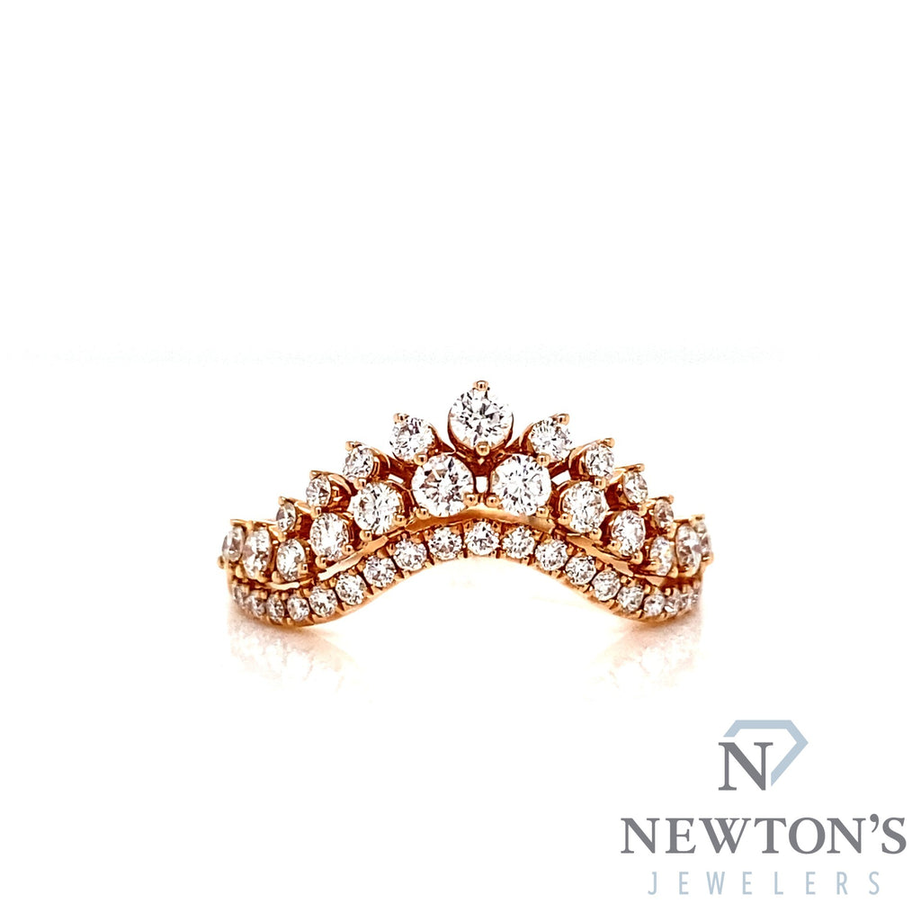 14kt Rose Gold Diamond "Crown" Stackable Band