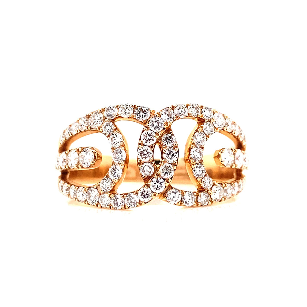 14kt Rose Gold Fashion Interlock Diamond Ring