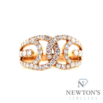 14kt Rose Gold Fashion Interlock Diamond Ring