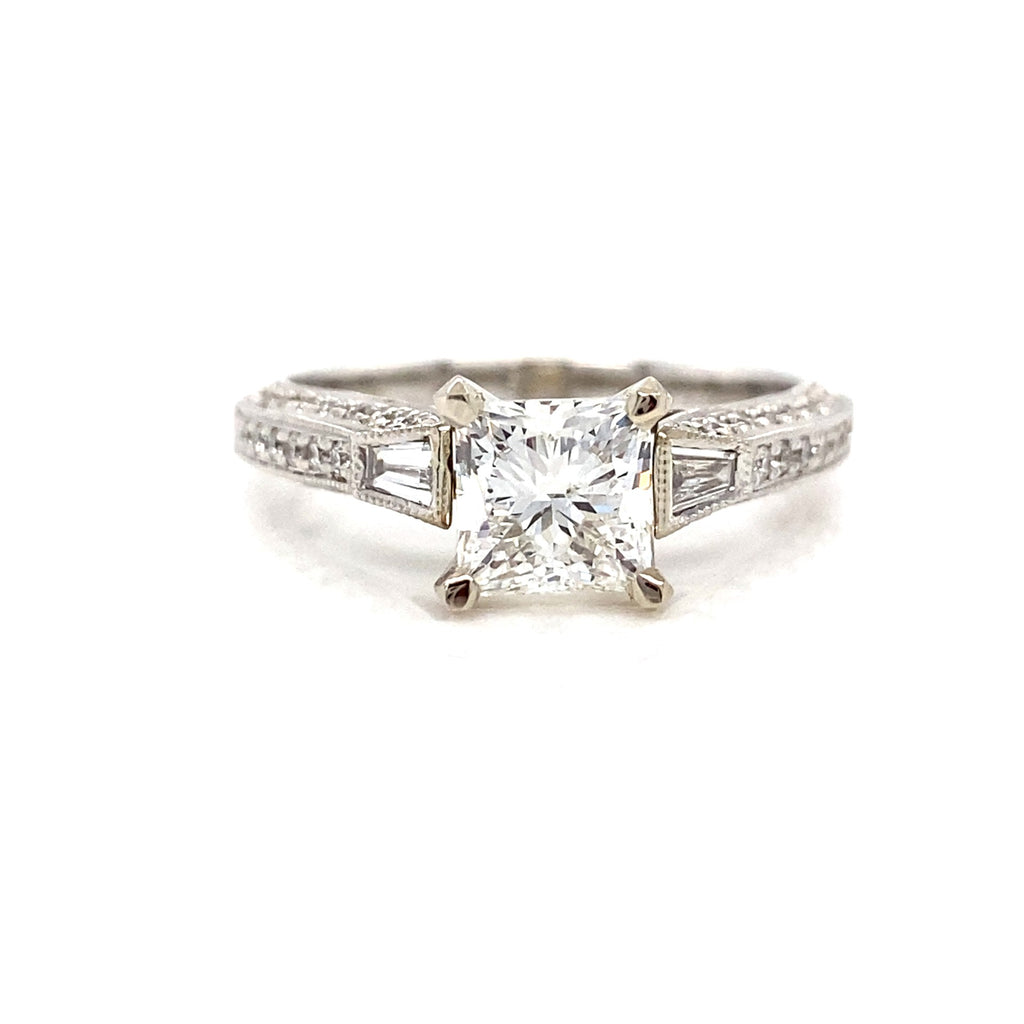 14kt White Gold Princess Cut Diamond Engagement Ring (1.42ct)