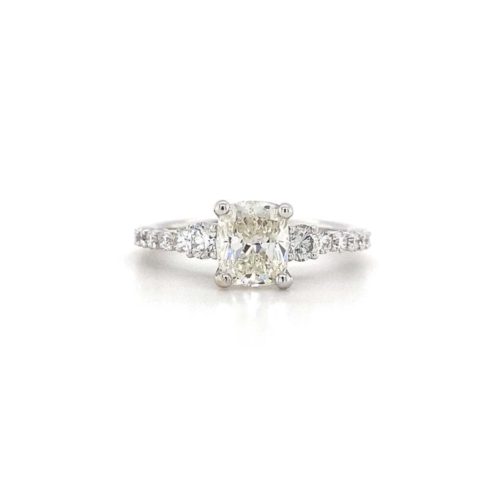 14kt White Gold Cushion Cut Diamond Engagement Ring