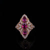 18kt Rose Gold Ruby & Diamond Art Deco Couture Fashion Ring