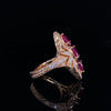 18kt Rose Gold Ruby & Diamond Art Deco Couture Fashion Ring