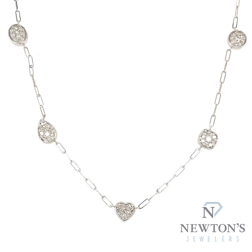 14kt White Gold Mixed Shape Illusion Necklace (0.75ct)