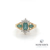 Estate 14kt Yellow Gold Emerald & Diamond Fashion Ring