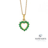 Estate 14kt Yellow Gold Emerald Heart Pendant Necklace