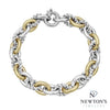 18kt Yellow Gold & Sterling Silver Mixed Link Bracelet