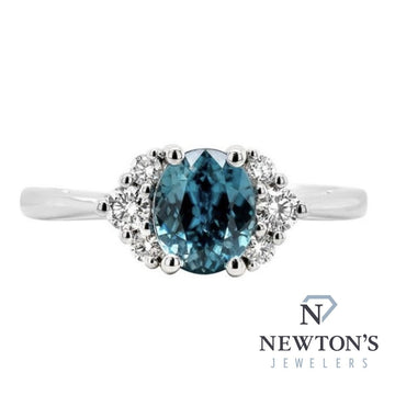 14kt White Gold Blue Zircon Fashion Ring