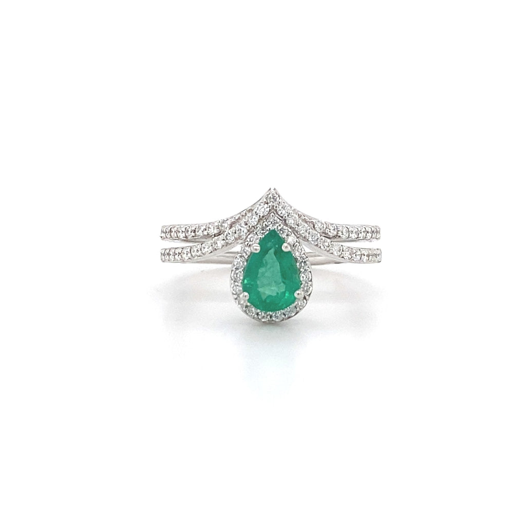 14kt White Gold Emerald and Diamond Ring