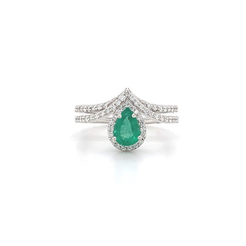 14kt White Gold Emerald and Diamond Ring