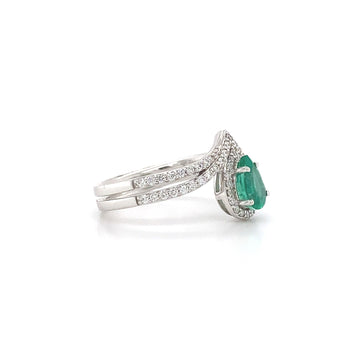 14kt White Gold Emerald and Diamond Ring
