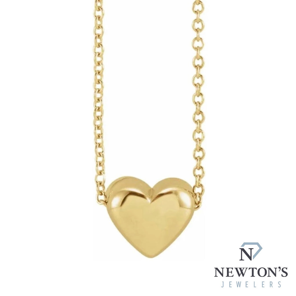 14kt Yellow Gold Puffy Heart Pendant Necklace