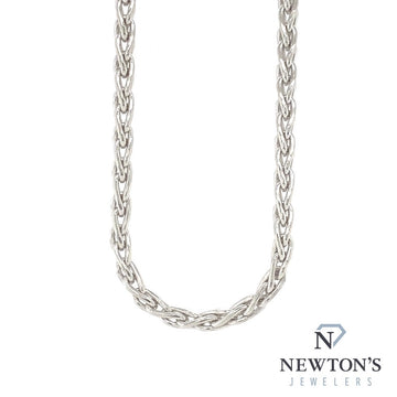 14kt White Gold Wheat Chain Necklace (24")