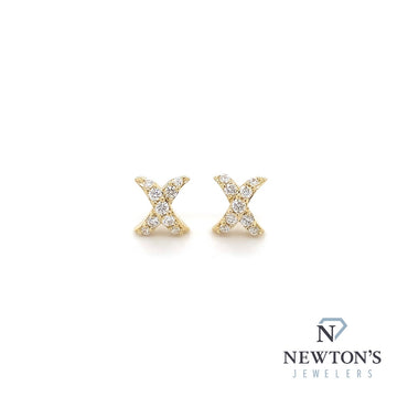 14kt Yellow Gold Diamond "X" Stud Earrings (0.20ct)