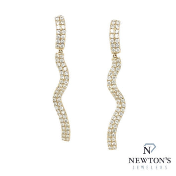 14kt Yellow Gold Diamond Wave Dangle Earrings (1.41ct)