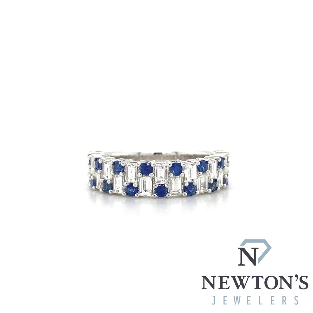 14kt White Gold Diamond & Sapphire Fashion Band