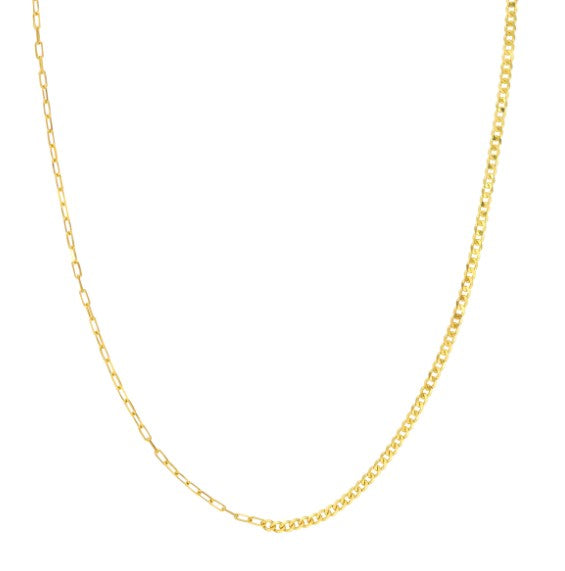 14kt Gold Paperclip & Curb Hybrid Chain 20"