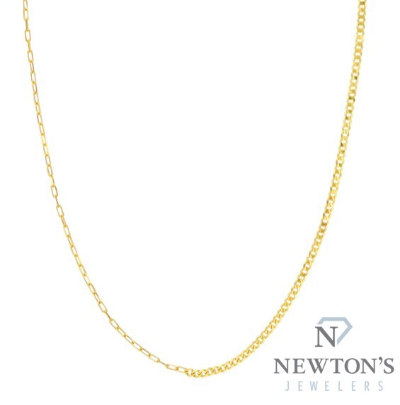 14kt Gold Paperclip & Curb Hybrid Chain 20"