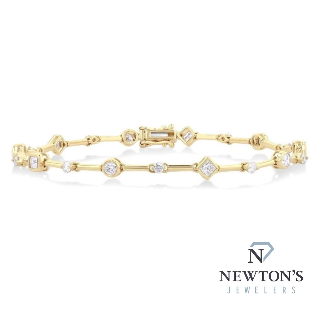 14kt Yellow Gold Mixed Shape Bezel Set Diamond Bracelet (1.20ct)