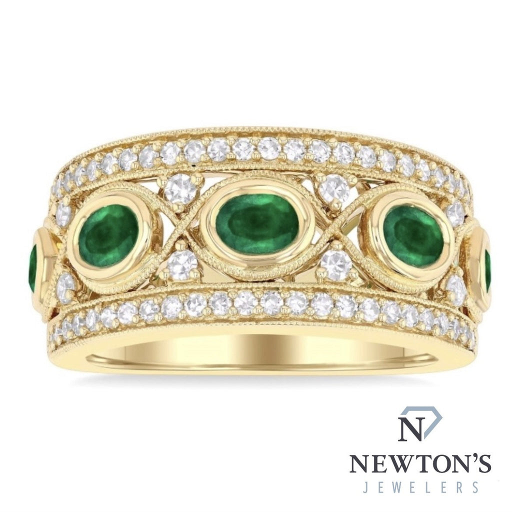 14kt Yellow Gold Emerald & Diamond Fashion Band (0.40ct Dias)