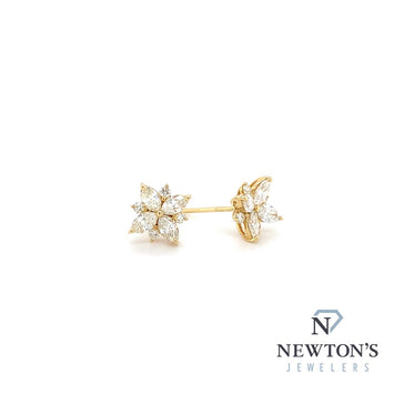 14kt Yellow Gold Marquise Diamond Bloom Stud Earrings (0.86ct)