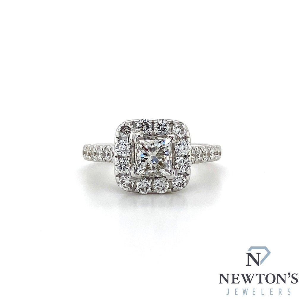 Estate 14kt White Gold Princess Cut Diamond Engagement Ring