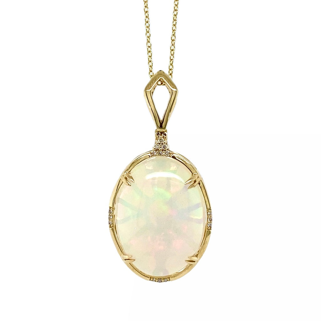 14kt Yellow Gold Australian Opal and Diamond Necklace