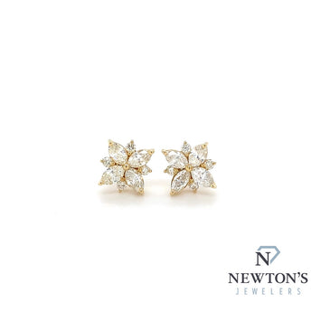 14kt Yellow Gold Marquise Diamond Bloom Stud Earrings (0.86ct)