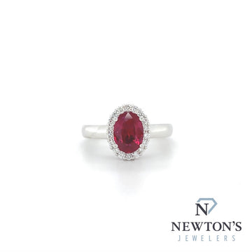 18kt White Gold Oval Ruby & Diamond Fashion Ring (1.38ctr)