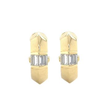 18kt Yellow Gold Diamond Knife Huggie Hoops