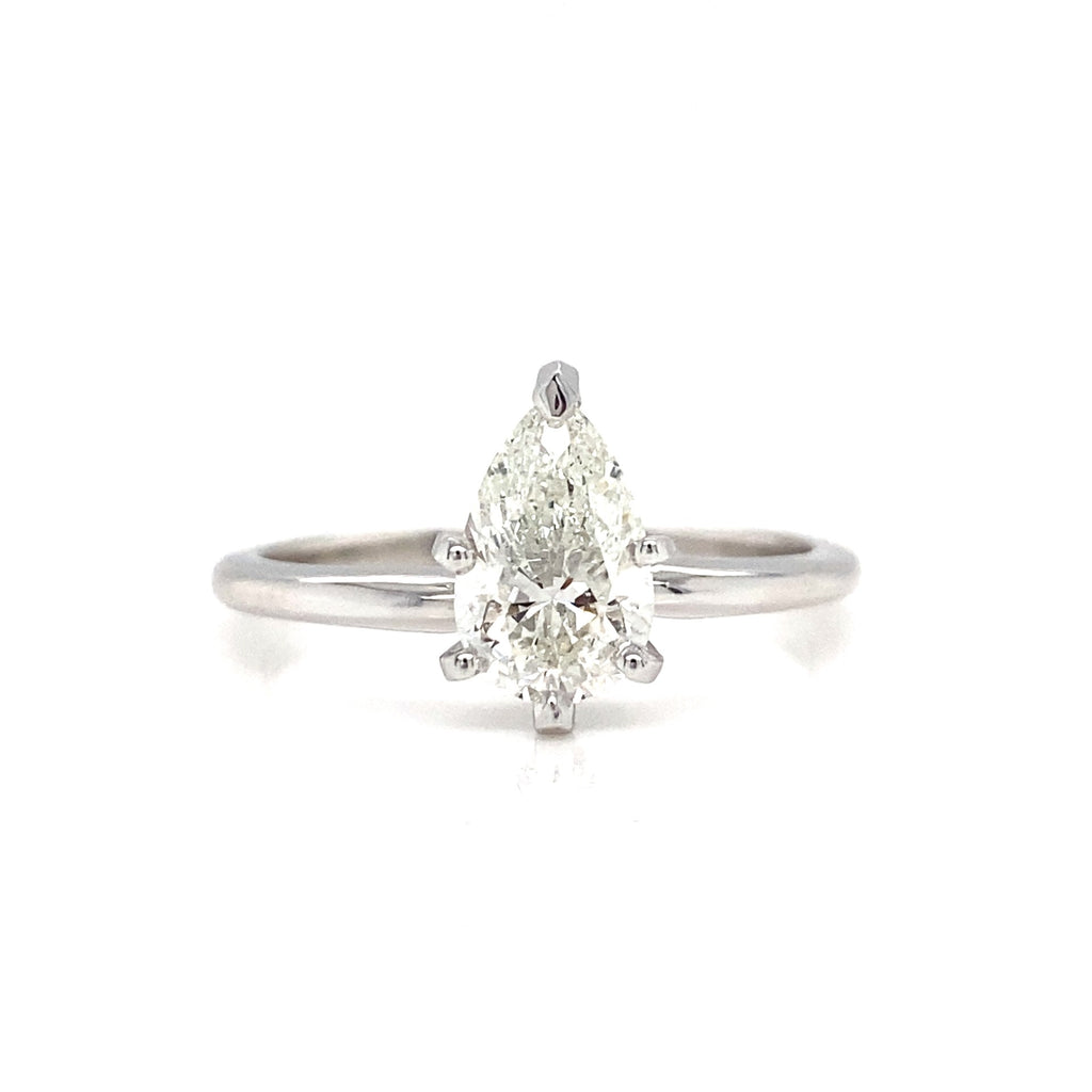 14kt White Gold Pear Shape Diamond Engagement Ring 1.02ct