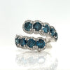 14kt White Gold Blue Diamond Bypass Fashion Ring