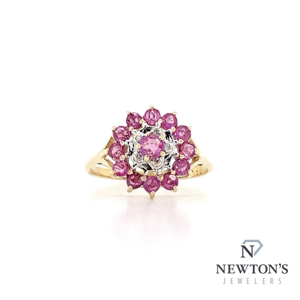 Estate 10kt Yellow Gold Ruby and Diamond Ring