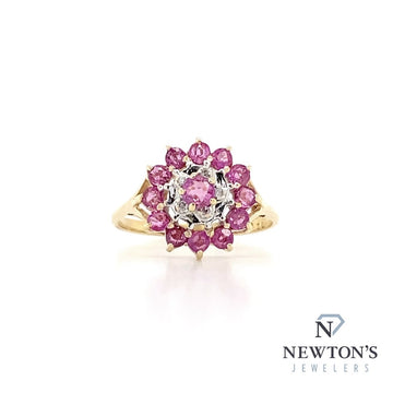 Estate 10kt Yellow Gold Ruby and Diamond Ring