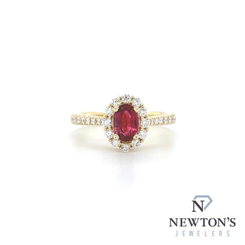 14kt Yellow Gold Red Spinel & Diamond Fashion Ring (0.73ctr)