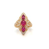 18kt Rose Gold Ruby & Diamond Art Deco Couture Fashion Ring