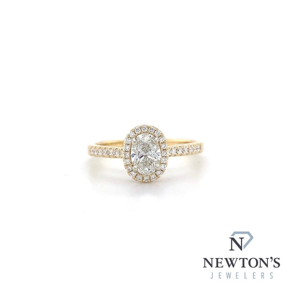 14kt Yellow Gold Oval Diamond Halo Engagement Ring (0.71ct TW)